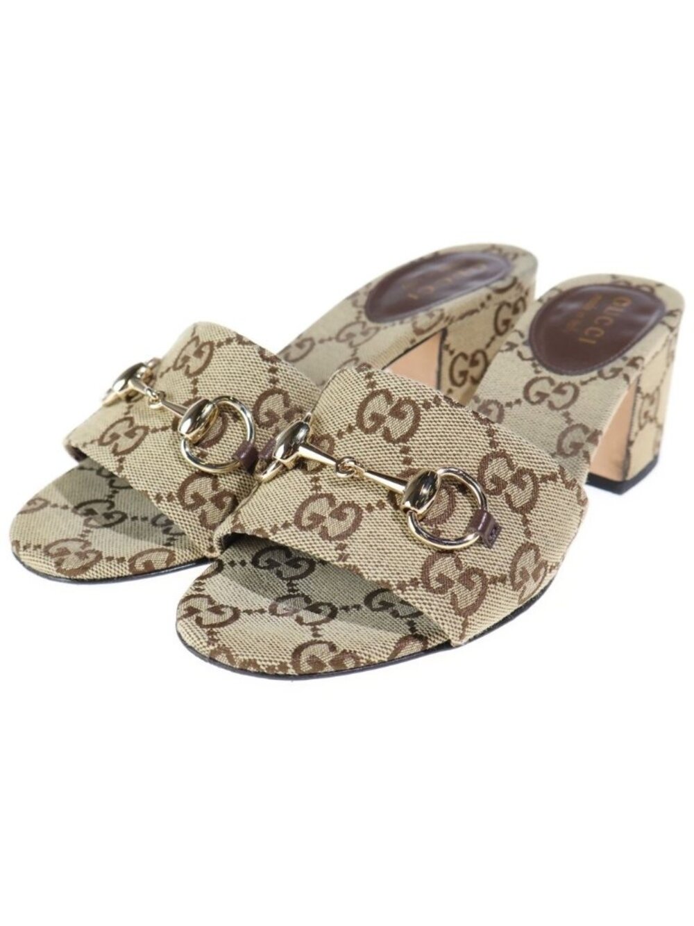 Gucci Horsebit GG Canvas Sandals Brown